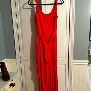 WHBM faux wrap maxi in deep orangey-red
